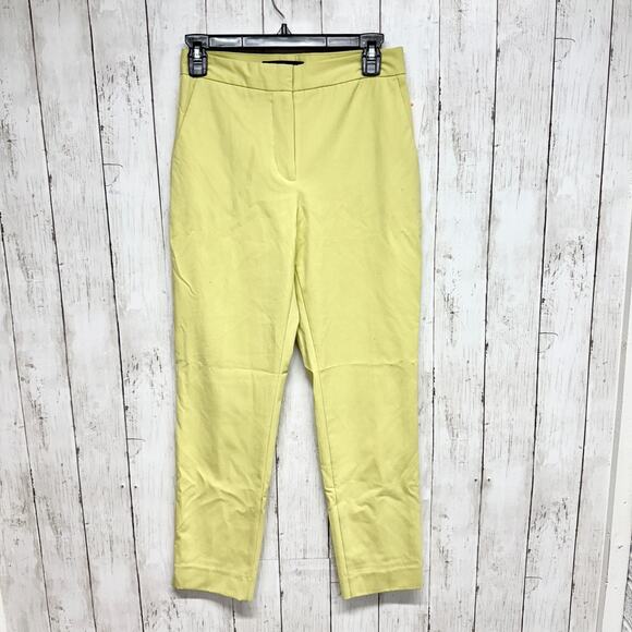 Zara Pants Women Size 2 Pale Matte Yellow Tapered Straight Pants Zip Fly Pockets - Picture 1 of 6